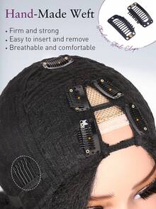 Yaki Curly V Part Wig Synthetic Half Wig U Part Wig 26 Inch Fluffy Wavy Filp Curls Heat Resistant 356°F Glueless Beginner Friendly Hair Replacement Wigs For Black Women (Natural Black) - Multicolor - View 7