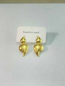 French Retro Gold Foil Earrings, Light Luxury Style Stainless Steel Earrings And Gold Jewelry, Exquisite And Versatile Earrings, Stainless Steel Rust-Proof Jewelry, Suitable For Daily Gatherings, Weddings And Events - Multicolor - View 6