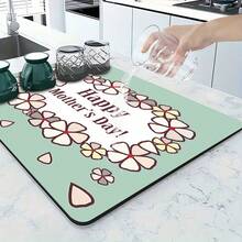 1pc Vintage Floral Blotter - Multipurpose Absorbent Pad For Mother's Day Decor, Polyester Waterproof Countertop Protector Mat For Kitchen, Dining Table, Washing Machine, Bathroom Vanity, Coffee Machine, Party Supplies To Add Happiness To Home - Red Flower Heart Frame - View 4