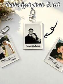 Customizable Photo Keychain With Information, Personalized Acrylic Memorial Keychain For Mom, Couples, Boyfriend, Birthday And Graduation Gift - Multicolor - View 4