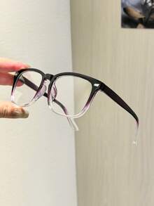 1 PC Women's Classic Square Glasses Frame Colorblock And Transparent Frame Lightweight No Pressure Suitable For Daily Casual Wear With Glasses Box - Multicolor - View 6