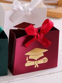 Juego de 3 cajas de regalo de graduación, esquema de colores blanco rojo verde, caja de dulces para fiesta de temporada de graduación, caja de regalo de celebración de graduación 2026 Feliz de ser graduado, caja de almacenamiento de decoración de ceremonia de graduación, opción de regalo exquisita - Ver 6