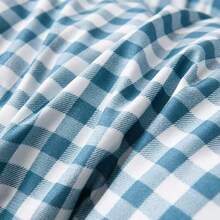Thickened Mattress Pad - Multiple Sizes Available | Soft & Breathable Mattress | Relieves Back Pain, Elastic & Comfortable Design, 100% Polyester, Yellow Plaid Pattern - Dusty Blue - View 9