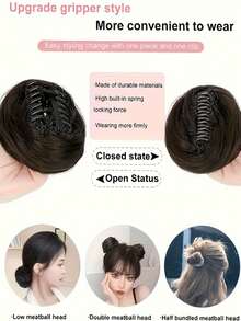 1pc Mini Claw Clip Hair Comb, Suitable For Messy Buns, Cat Ear Hairstyles - Multicolor - View 8