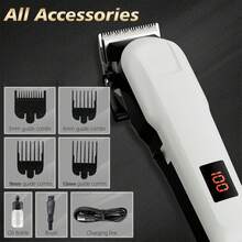 Máy cắt tóc điện chuyên nghiệp, máy tỉa tóc cho thợ cắt tóc, máy cắt tóc nam 0mm, pin 1200mAh. - trắng - Xem 8