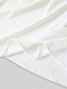 Plus Size White Contrast Lace Square Collar Regular Sleeve Blouse Summer - White - View 4