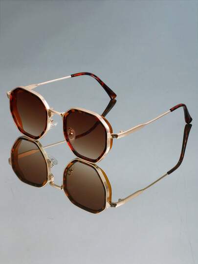 全新时尚复古金属多边形户外旅行眼镜，男女皆宜，适合街头风格、海滩、休闲、派对、日常通勤、商务，设计优雅简约