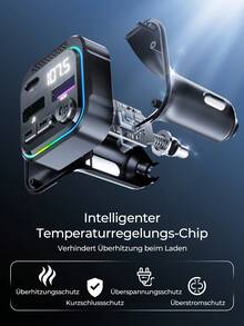 REMAX 30W Schnell-Autoladegerät, Dual USB-A & Typ-C 3-Port Ausgang, BT 5.3 Freisprechfunktion & Musik, Kfz-Zubehör mit RGB-Beleuchtung, Dual Music Mode (Bluetooth + USB), kompatibel mit 12-24V Fahrzeugen für iPhone & Android, Typ-C Ladegerät, iPhone Ladegerät, Kfz-Zubehör, Kfz-Essentiell für Reisen - C54 - Übersicht 9