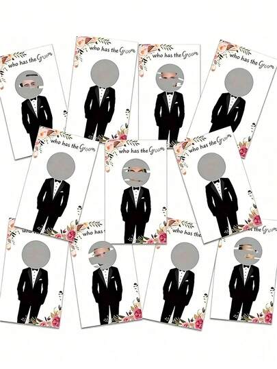 48pcs Scratch Cards Game "Who Found The Bride/Groom" For Wedding Party, Fun Adult Party Supplies, Scratch Cards, Suitable For Guests 18+, DIY Bridal Shower Game, Black Bride Wedding Dress Drawing Cards, Including Bridal Shower Game Cards, Fun Wedding Decorations, Wedding Party Game Supplies, Suitable For Wedding, Engagement And Party Games