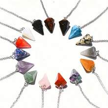 3pcs/5pcs/10pcs Mixed Natural Crystal Hexagon Pendant: Assorted Gemstones Including Quartz, Agate, Amethyst, Tiger Eye, Suitable For DIY Jewelry Making - Pendant - View 4