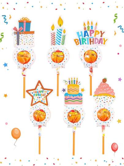 24pcs Happy Birthday Lollipop Holder Cards, Colorful Star Decorative Paper Cards, Perfect For Birthday Gifts, Classroom Exchanges, Enclodure Cards, DIY Party Decorations, Multi-Item Party Favor Packs, Happy Birthday Party Supplies