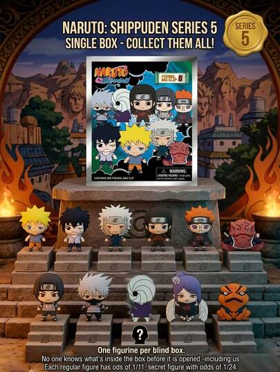  1pc Viz Media NARUTO Official Blind Box 3D Figurine Pendant Keychain (Naruto, Sasuke, Kakashi), Anime Character Collectible Gift Decoration For Backpack