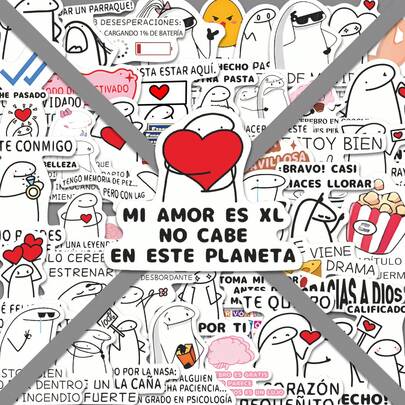 50 piezas Paquete de pegatinas de curación del meme de Flork español | Divertidos vinilos con frases de amor y humor | Para portátil, teléfono y regalo | Para hispanohablantes y amantes de los memes Pegatinas divertidas Suministros para scrapbooking Pegatina para portátil