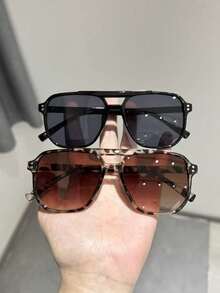 2 piezas Gafas de moda casual y retro clásicas para hombres, adecuadas para uso diario, vacaciones de verano, etc. - Multicolor - Ver 1