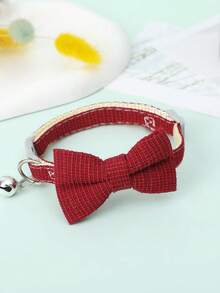 柔软格子蝴蝶结猫项圈，带铃铛，优雅透气的宠物项圈，配有可调节安全释放扣。 - 彩色 - 查看 13