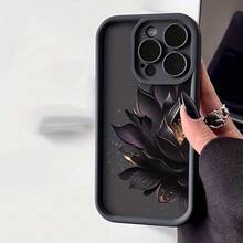 1pc Suitable For Apple Mobile Phone Case Black High Bamboo Half Lotus Summer  17 Pro Max Case  17 Case  17 Pro Case  17 Plus Case Clear Phone Case  15 Case  16 Case  16 Plus Case - 1pc - 查看 4