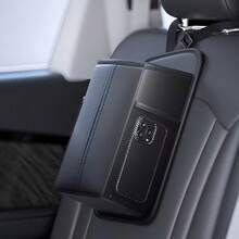 1pc Multi-Function Car Seat Side Storage Bag - Made Of PU Leather, With Tissue Dispenser, Net Pocket For Phone And Pen, Car Seat Side Tissue Holder, Car Hanging Bag, Multi-Purpose Tissue Box Storage Bag - View 6
