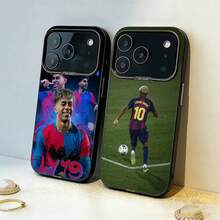 Funda para Teléfono L-Left-Foot-L-Lamine Y-Yamal para iPhone 17 16 15 14 13 12 11 Pro Max, Gris Negro Mate, Metálica Láser Aurora - Gris - Ver 1