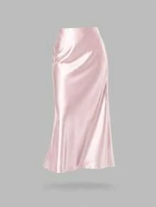 Women's Fashion Elastic Satin Feeling Satin Maxi Skirt, Suitable For All Seasons Pink Elegant Spring - Pink - View 5