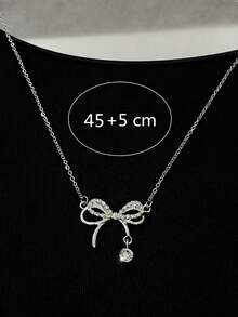 1 chiếc vòng cổ thời trang có nơ đính đá trang trí ngày lễ tình nhân - Bạc - Xem 3