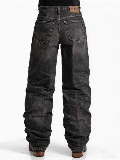 Minimalist For Every Season Men's Business Casual Jeans, Versatile Wide-Leg Pants, Loose Fit Trousers For Work
