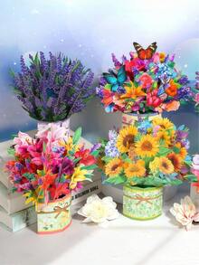 3D Pop-Up Floral Greeting Card With Envelope, Suitable For Mother's Day, Graduation, Anniversary, Get Well, Thank You And Other Occasions As Birthday Card And Gift - Multicolor - View 10