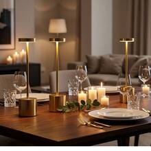 [2PCS] Modern Cordless LED Table Lamp Set - Touch Dimmable & 3 Color Modes, Rechargeable Wireless Night Light For Bedroom Bedside, Living Room Decor, Bar & Patio Ambient Lighting - Ideal Gift - 金色 - 查看 2