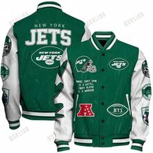 N-F-L New York Jets    Nat-Ional Football Conference Unisex Varsity Jacket -4 - 風格 - 查看 1