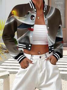 Women Baseball Jacket Nightmare Before Christmas Zero Dog Hoodies Funny Halloween Tee Spooky Season Apparel Cute Ghost Dog Graphic Top Perfect For Theme Parties Casual Wear Gifts For Mom Vintage Style - Multicolor - View 3