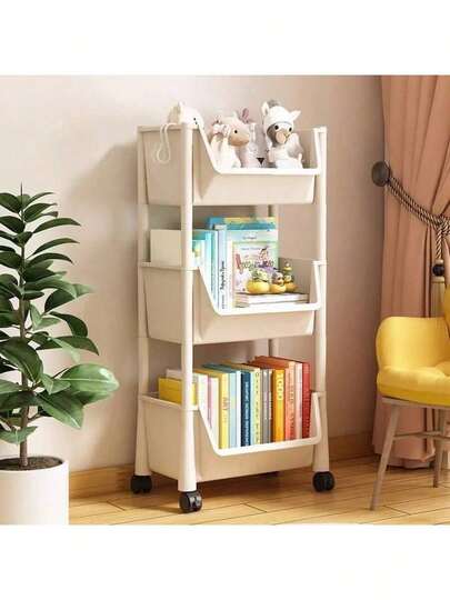 Mehrstöckiges bewegliches Aufbewahrungsregal, 3/4/5 Ebenen mit Rädern, Schlafzimmer/Büro Organizer Regal, Seitenhaken, große Lagerkapazität, schmaler Nutzwagen für Küche/Badezimmer