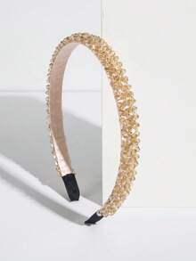 1个细格纹水晶韩式发箍发饰，适合夏季、假日、旅行 - FG20卡其色 - 查看 3