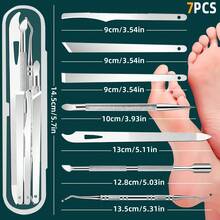 Nail Professional Muti Function Cuticle Pusher Remover Nail Care Manicure Tools Kits, Stainless Steel Pedicure Tool Set Professional Foot Care Exfoliator For Smooth Light Beige, Portable Travel Case Included - Multicolor - View 9