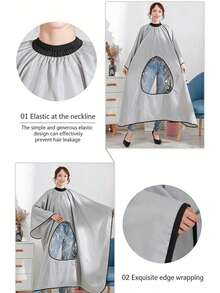 Hairdressing Cape With Transparent Window, Waterproof Hair Salon Cape, Reusable Hair Styling And Dyeing Cape - Multicolor - View 4