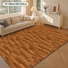 Cashmere-Like Brown Wood Grain Texture Pattern Printed Large Carpet, Exquisite Carpet, Comfortable And Beautiful, Versatile Decorative Style, Suitable For Living Room Carpets, Sofa Cushions, Door Mats, Bedroom Carpets, Outdoor Carpets, Malls, Cafes And Other Scenarios, Easy To Clean And Machine Washable, Available In Multiple Sizes. - 彩色 - 查看 5