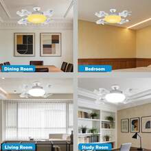 Ceiling Fan With Light, Ceiling Fan, Three-Blade Ceiling Fan With Light, E26 Screw Base, Adjustable Light Brightness, 3-Speed Wind Adjustment, Ceiling Light, With Remote Control, Bedroom, Study Room Decor, All-Season Universal - 1件 - 查看 3