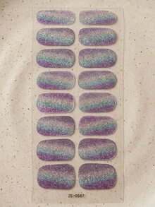 Shiny Ombre Full Wrap Nail Stickers, Self-Adhesive Waterproof Solid Color DIY Nail Art Decals, Suitable For Women's Daily And Party Use - Multicolor - View 11