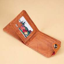 Ví ngắn bằng da PU màu nâu kiểu retro in hình tờ 100 đô la Mỹ, thiết kế độc đáo, phong cách hip hop, khóa bấm, nhiều ngăn đựng thẻ, ví đựng tiền xu, quà tặng vui nhộn hàng ngày, dự tiệc. - Màu Cam cháy - Xem 4