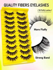 Asiteo 10对蓬松浓密假睫毛，俄罗斯假睫毛，仿貂毛假睫毛，狐狸猫眼尾加长假睫毛，自然睫毛嫁接，浓密睫毛嫁接，旅行必备化妆工具假睫毛，睫毛，假睫毛，圣诞礼物 - 黑色 - 查看 5