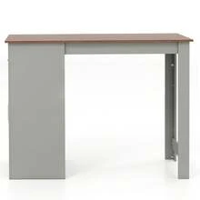 GOFLAME Counter Height Table With Storage, Rectangular Pub Dining Table With 1 Drawer & 2 Doors, High Counter Table With 3-Position Adjustable Shelf For Kitchen, Dining Room, Living Room - Light Grey - View 9