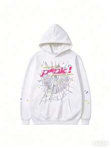 NEW Hip Hop Spider S Set Y2k  ,Tracksuit Pullover Sweatshirt And Trousers For Men Or Women Matching S For Couples Casual Unisex  Halloween    Spring/Fall    Regular Fit    Rib-Knit  Pocket  Drawstring2025 - 白色 - 查看 1