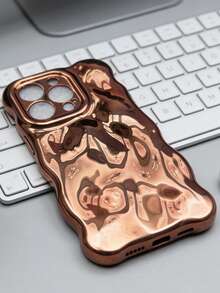 Funda de burbujas simple compatible con el estuche del teléfono móvil Apple 16pro Max, estuche nuevo de Apple 17 14/13 con acabado de electrochapado de alta gama - Naranja - Ver 6