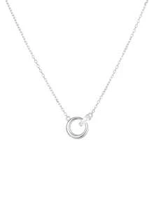1pc Elegant Women's Jewelry, S925 Sterling Silver 18K Gold Plated Asymmetric Geometric Cubic Zirconia Pendant Necklace, Minimalist Dainty Clavicle Chain Suitable For Daily Wear - #1 - View 9