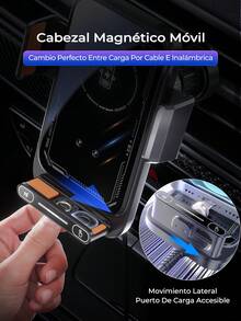 REMAX Cargador de coche totalmente automático con un solo toque, carga inalámbrica de 15W y carga magnética de 66W y carga por cable, apertura y agarre automáticos, rotación de 90° con un solo toque, batería recargable incorporada de 200mAh, cargador para iPhone, cargador Tipo C, accesorios para coche, artículos esenciales para coche - Titular - Ver 4