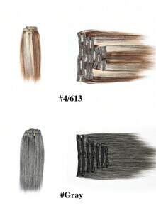 Clip In Human Hair Extensions Remy Straight Hair Extensions Clip Ins Invisible Seamless 8pcs Double Weft Thick Ends Silky Soft Long Lasting Clip In Human Hair Extensions For Women Daily&Party Use - Multicolor - View 3