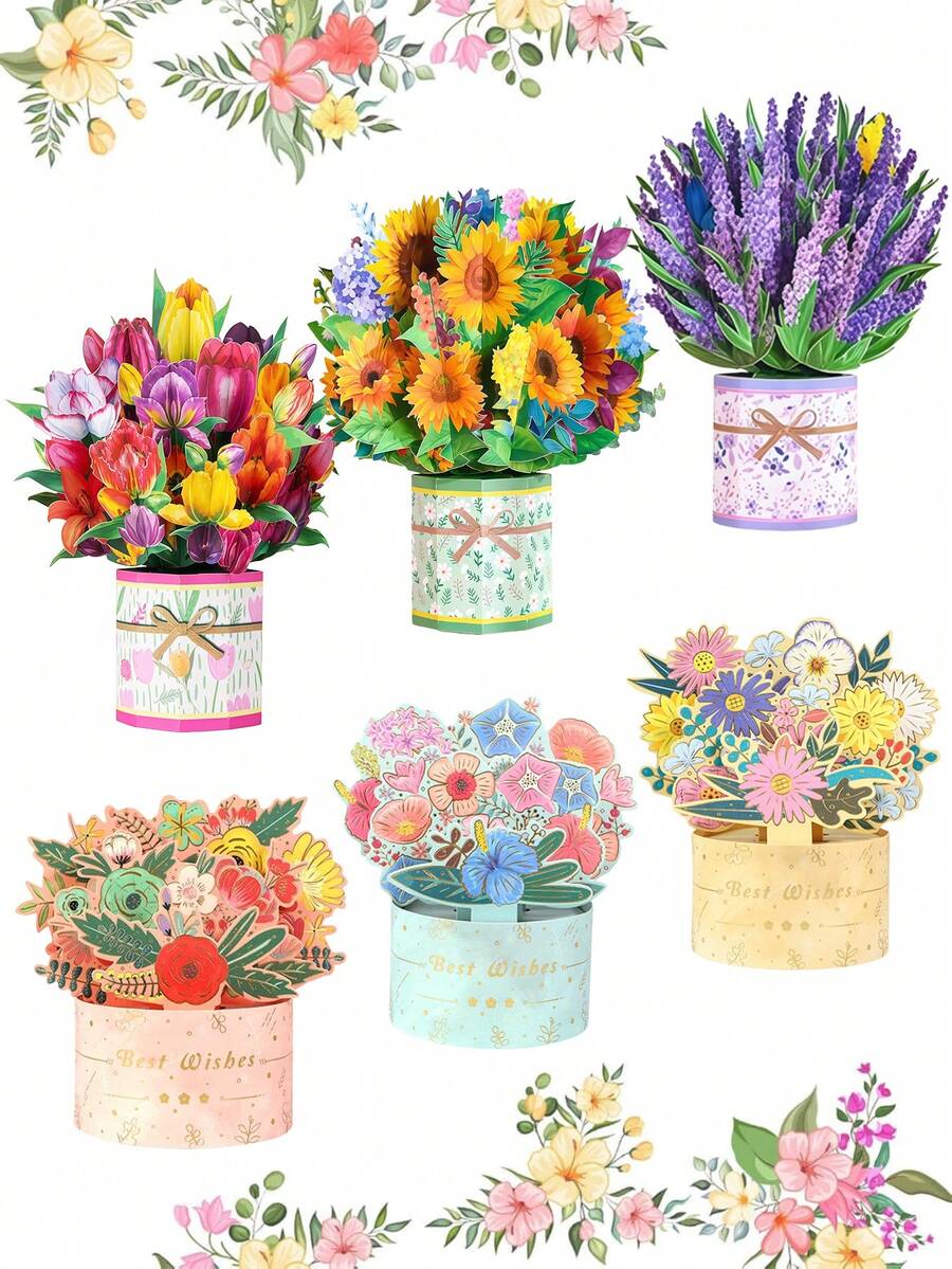 3D Pop-Up Floral Greeting Card With Envelope, Suitable For Mother's Day, Graduation, Anniversary, Get Well, Thank You And Other Occasions As Birthday Card And Gift - Multicolor - View 1