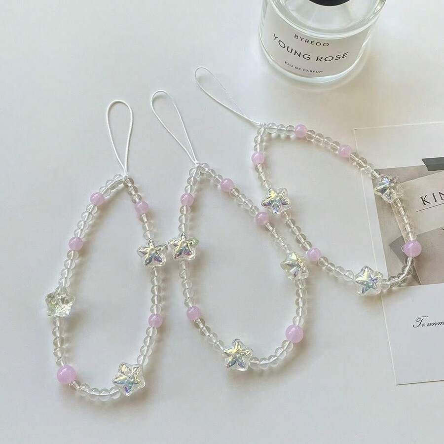 New Acrylic Beaded Phone Lanyard, Cute Girl Style Handmade DIY Phone Hanging Strap, Anti-Drop Phone Charm - Multicolor - View 1
