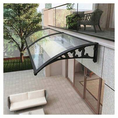 Toldo de Policarbonato para Porta e Janela Preto ou Branco 60x120 60x160 60x200 Cobertura Anti UV Proteção Contra Sol e Chuva Estrutura Reforçada Plástico-Aço Resistente Winda