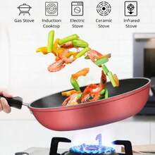 24cm / 9.5in Cast Iron Nonstick Frying Pan With Lid, Induction & Gas Stove Compatible, Multi-Use Skillet For Eggs, Steak, Pancakes & Breakfast Cooking - View 6