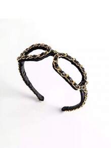 1件金属链眼镜框豹纹ABS塑料细发箍，时尚个性高冠发夹头饰 - 豹紋 - 查看 5