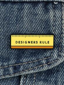 1枚极简主义黄色尺子胸针，带“DESIGNERS RULE”金属徽章，多功能学生背包服饰配饰礼品 - 彩色 - 查看 7